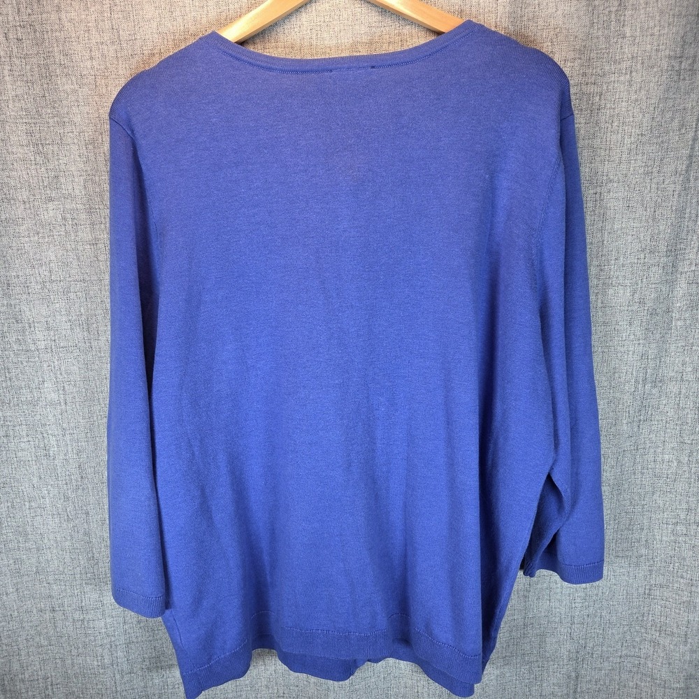 Talbots Women's Blue Knit Button Front Cardigan Cotton Blend 2X Sweater - Picture 4 of 6